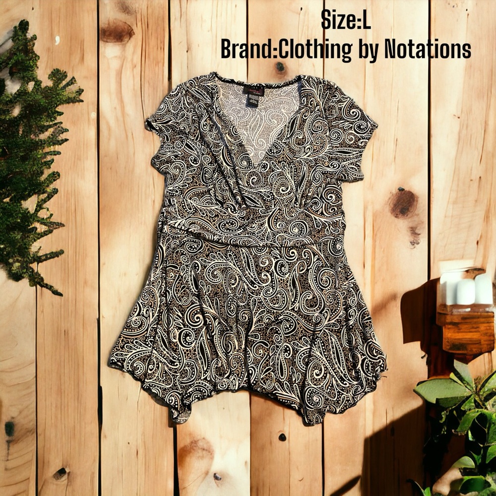 Women’s Clothing by Notations Short Sleeve Blouse Size Large